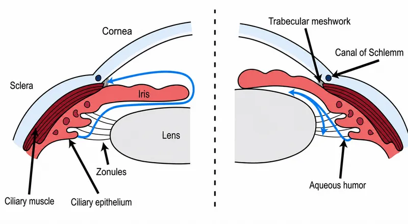 Normal vs Angle-Closure Glaucoma Eye Anatomy