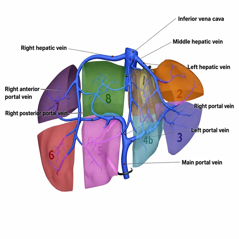 Couinaud segments with vascular anatomy