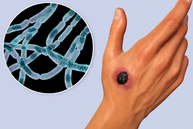 Cutaneous anthrax eschar and Bacillus anthracis