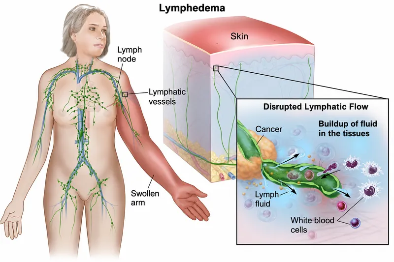 Lymphedema: Swollen arm and disrupted lymphatic flow