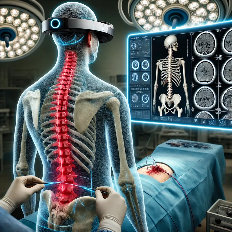 VR spine surgery planning with X-ray vision overlay