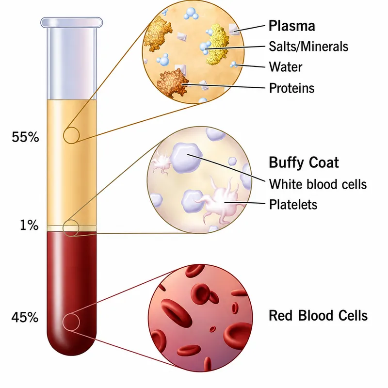 Blood components: plasma, buffy coat, and red blood cells
