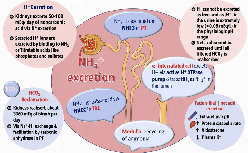 Renal Acid-Base Regulation: H+ and NH4+ Excretion