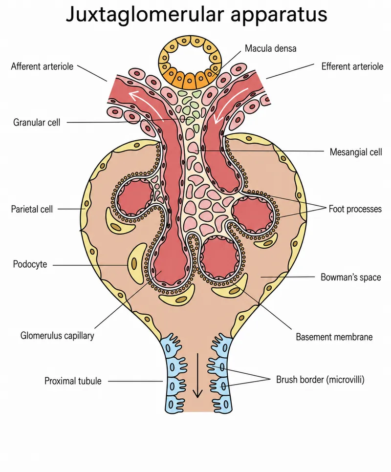 Juxtaglomerular apparatus and associated structures
