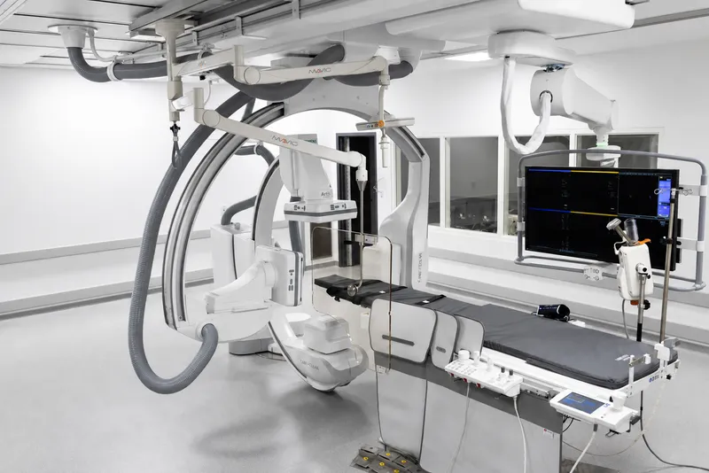 Cardiac catheterization lab showing percutaneous coronary intervention procedure