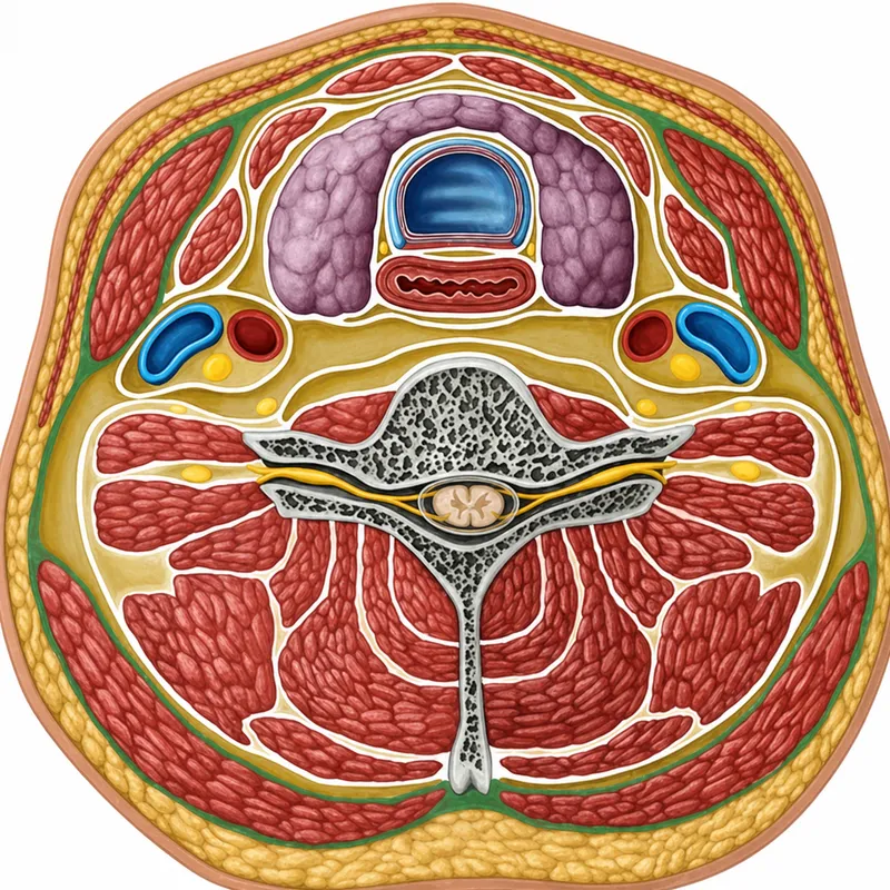 Cross-section of neck showing cervical fascia layers