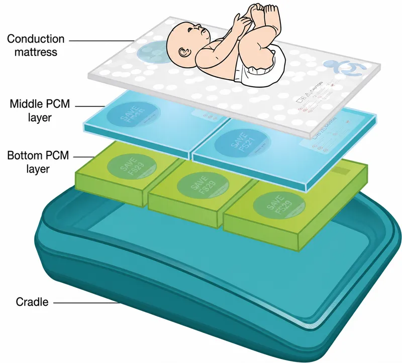 Neonatal Therapeutic Hypothermia Cradle Layers