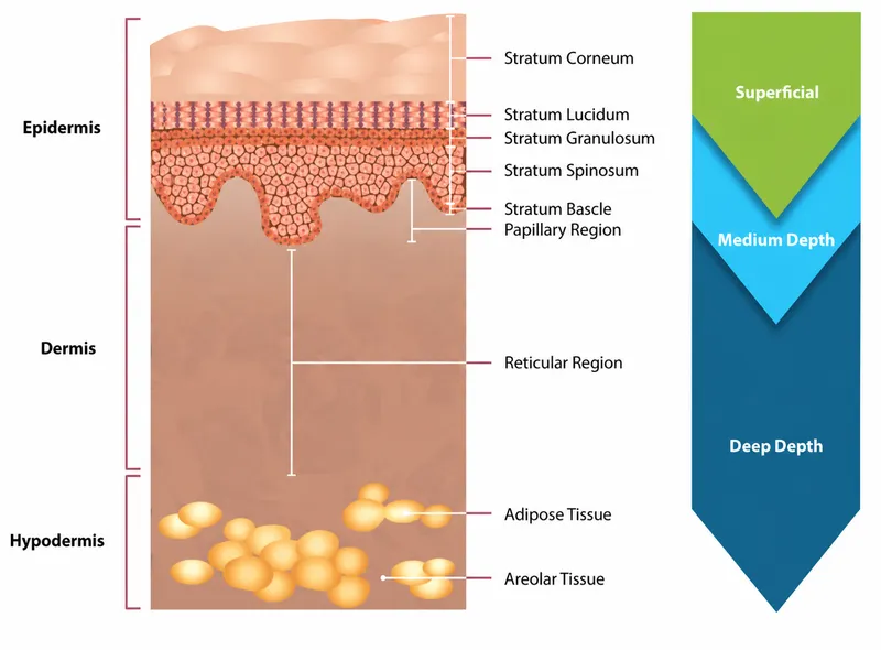 Skin layers and chemical peel depth