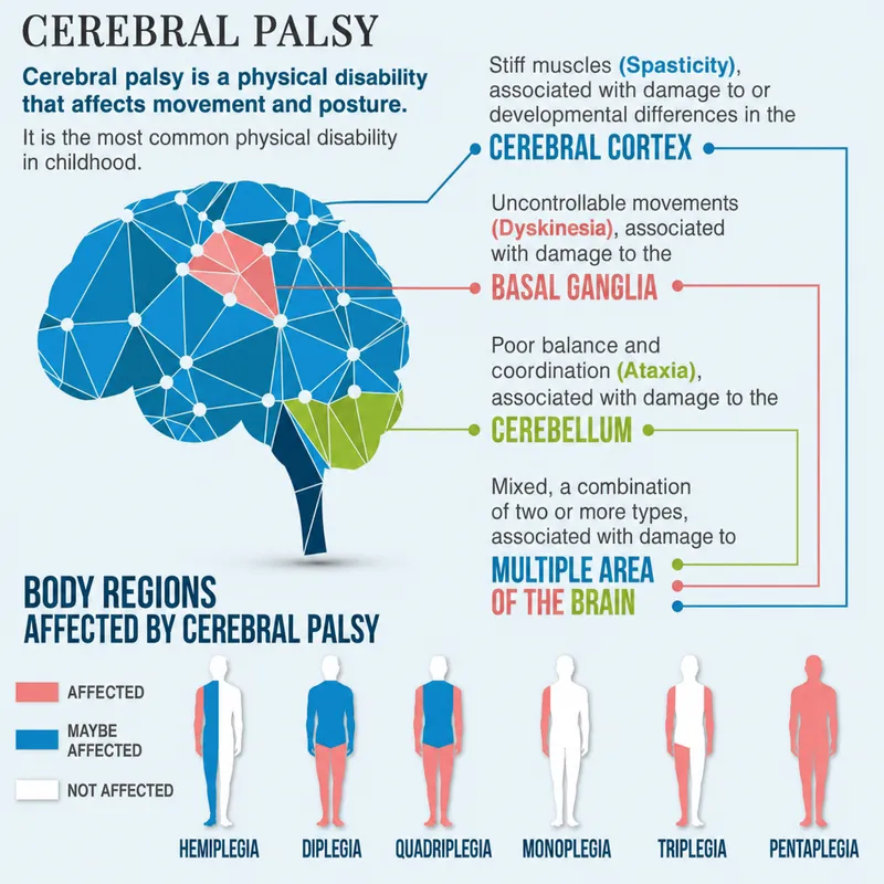 Cerebral Palsy Types, Brain Areas, and Body Regions