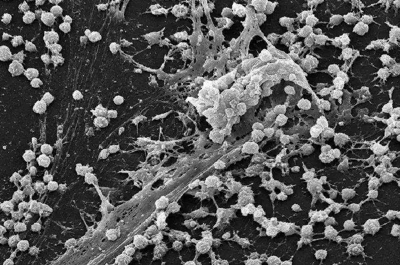 Bacterial biofilm with EPS matrix