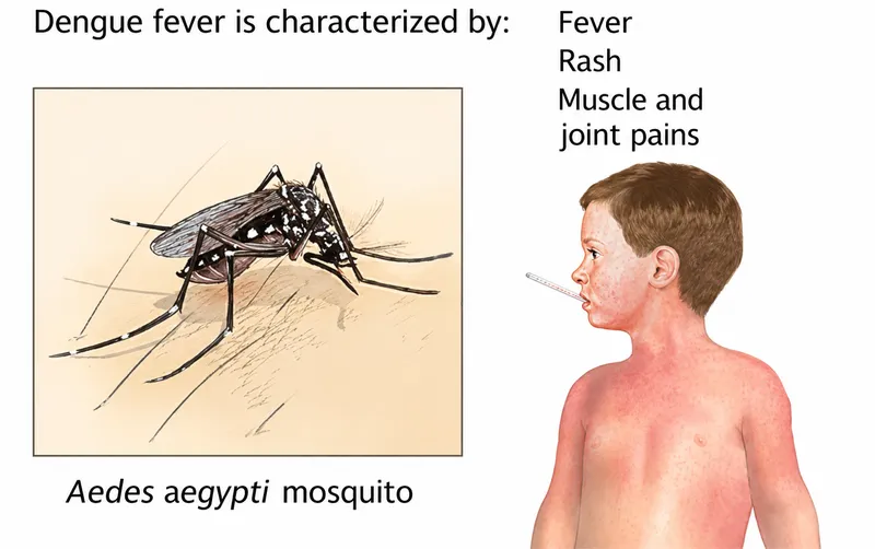 Dengue Fever: Aedes aegypti mosquito and symptoms