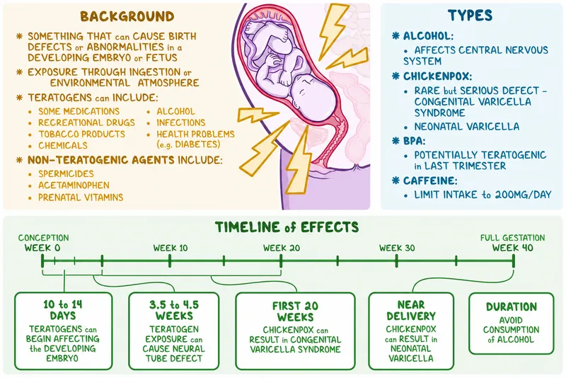 Teratogen effects on fetal development timeline