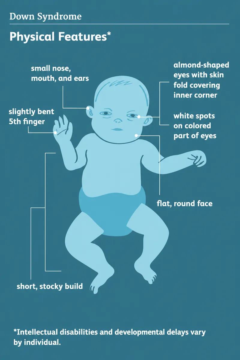 Clinical photographs showing characteristic facial dysmorphism in genetic syndromes