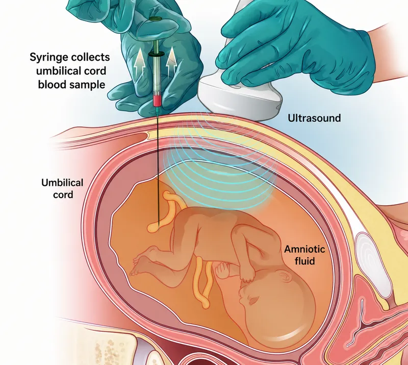 Umbilical cord blood sampling via ultrasound guidance
