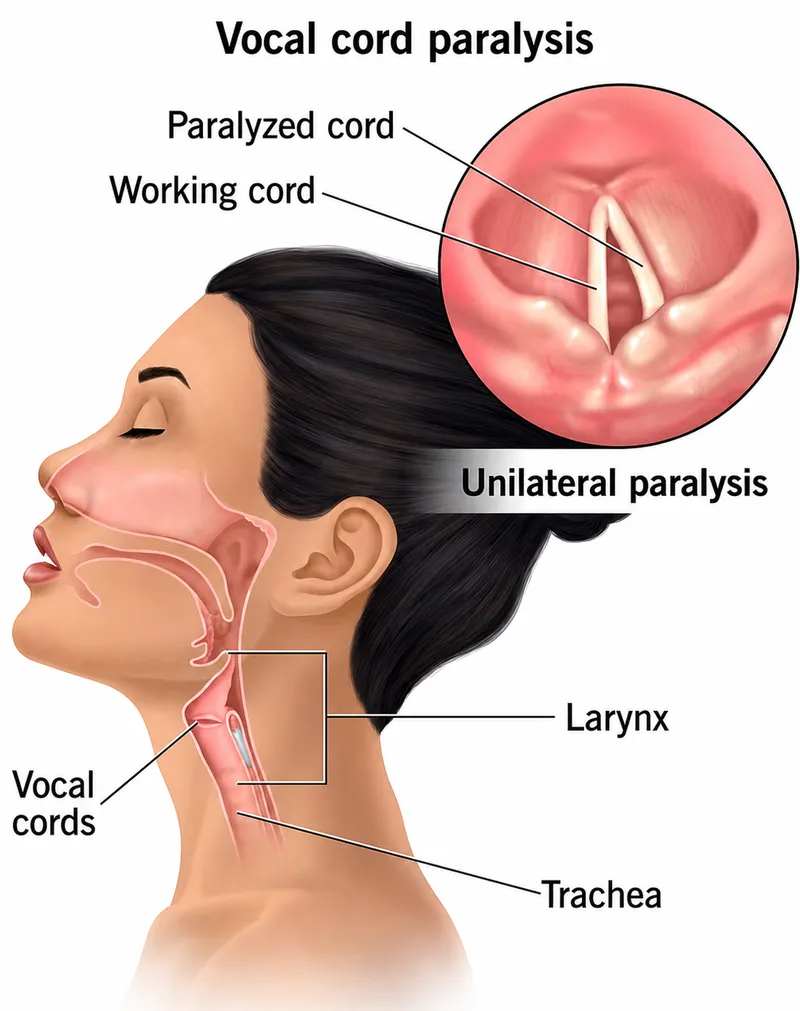 Unilateral vocal cord paralysis with anatomy