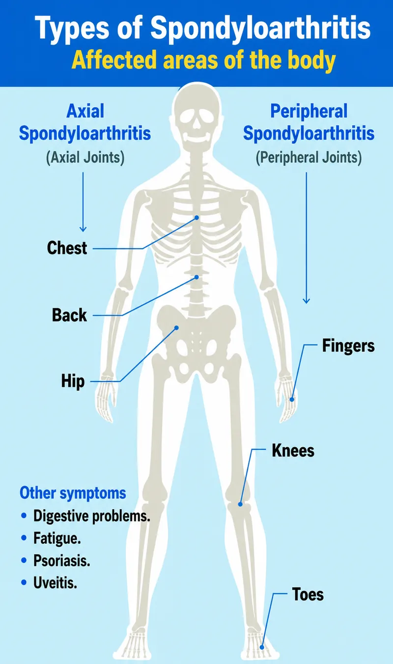 Spondyloarthritis: Affected Body Areas and Other Symptoms