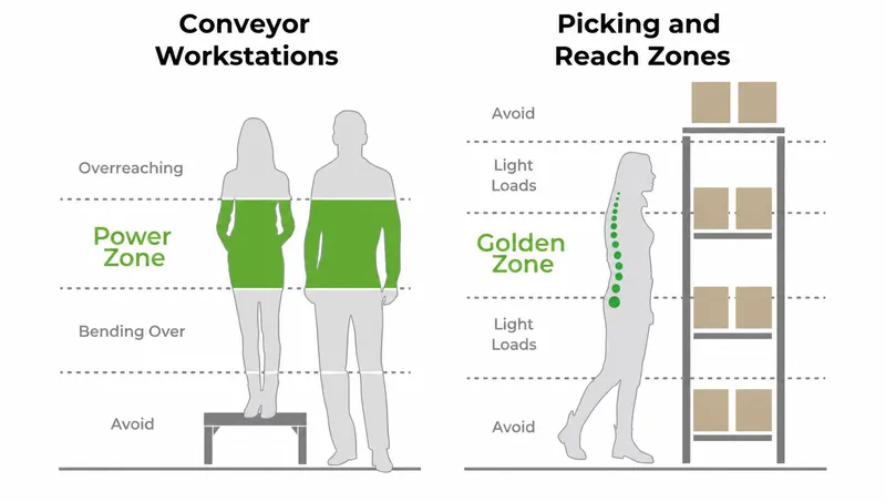 Ergonomic zones for lifting and reaching