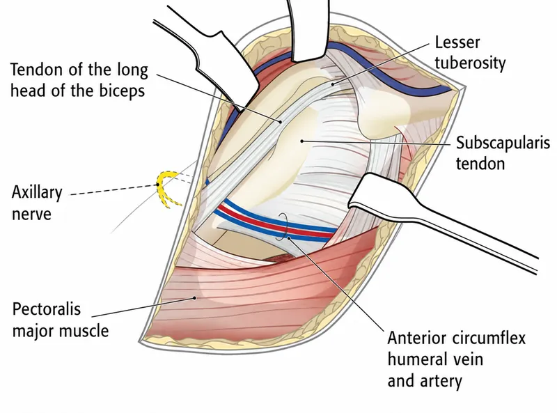 Anterior approach to shoulder anatomy