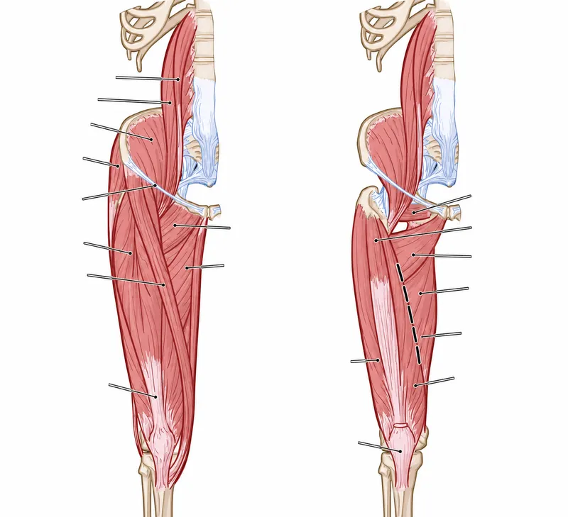 Anterior and medial thigh muscles with innervation