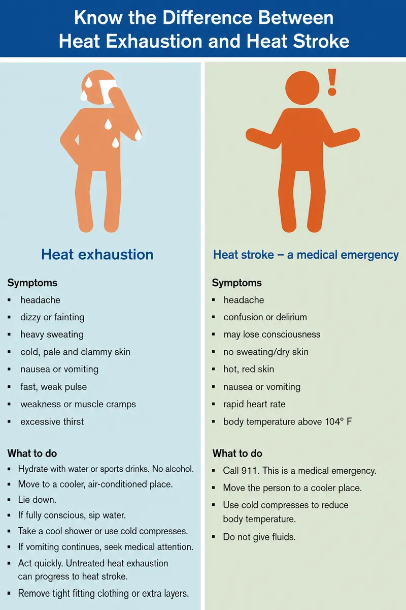 Heat Exhaustion vs. Heat Stroke: Symptoms and Treatment