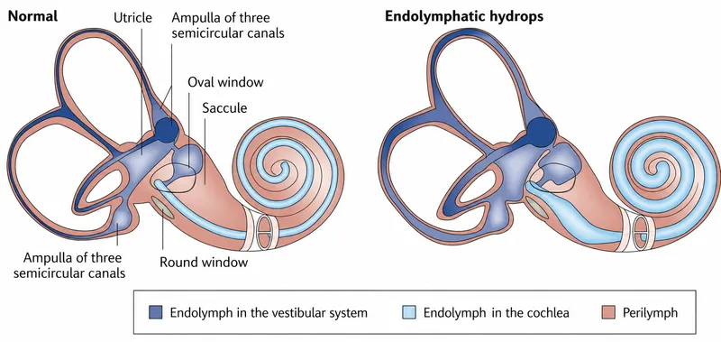 Endolymphatic hydrops in the inner ear