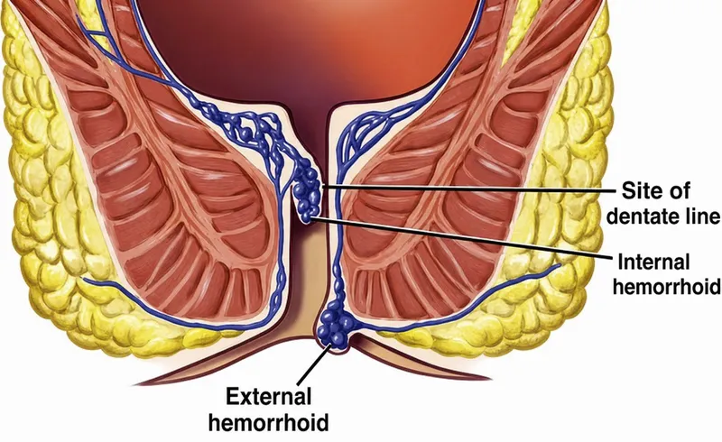 Internal and External Hemorrhoids with Dentate Line