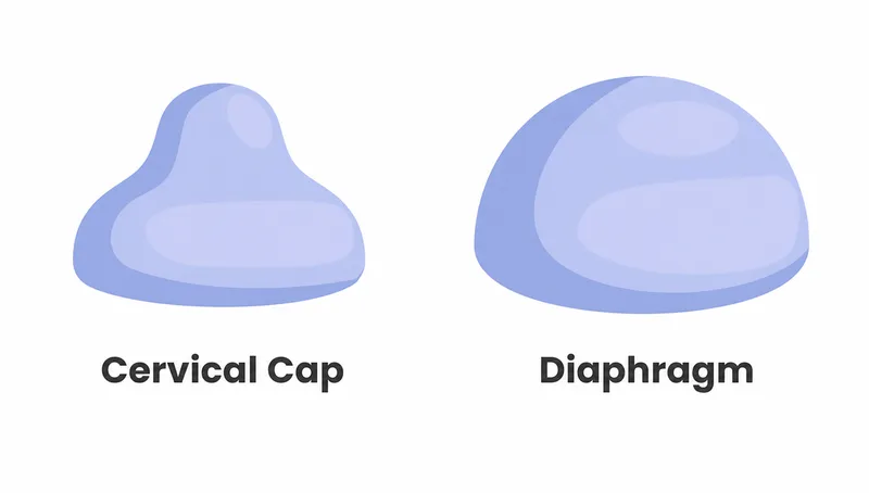 Diaphragm and cervical cap medical illustration
