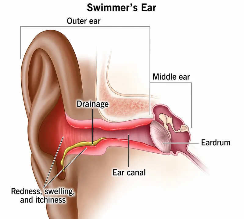 Swimmer's Ear (Otitis Externa) Diagram