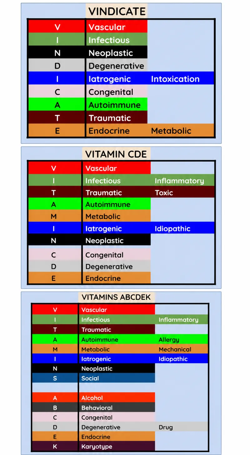 Mnemonics for Differential Diagnosis