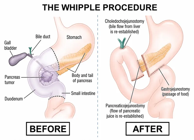 Whipple procedure: Before and after organ resection