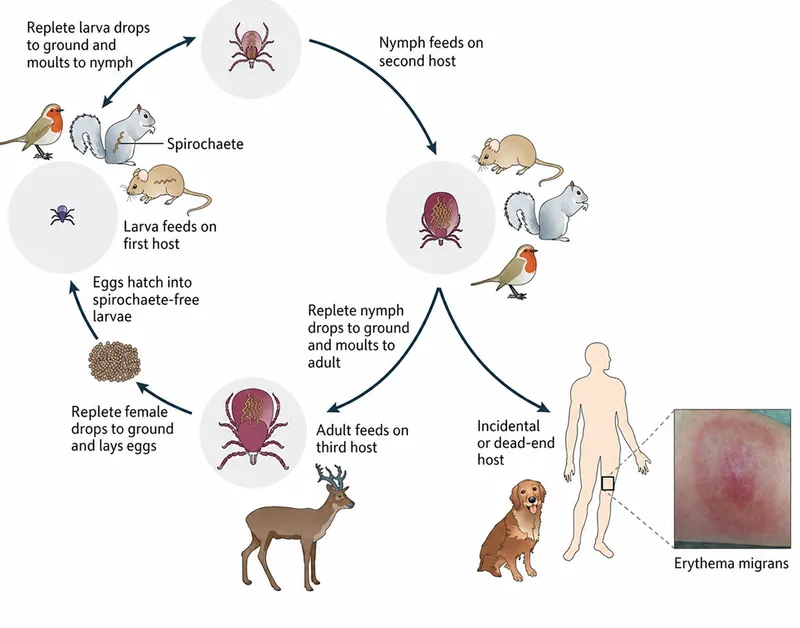 Ixodes Tick Life Cycle and Erythema Migrans Rash