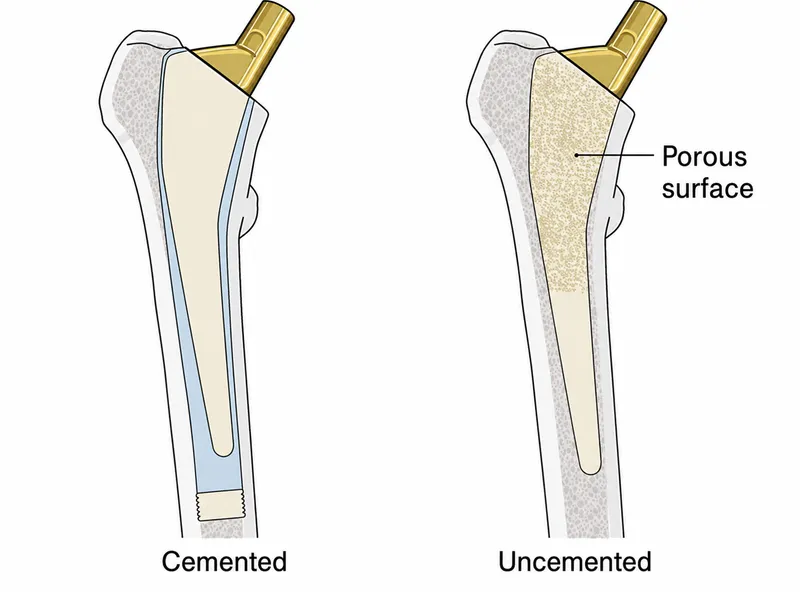 Cemented vs. uncemented hip stem fixation