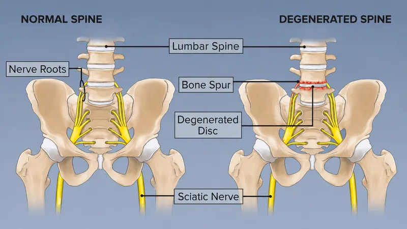 Normal vs. Degenerated Lumbar Spine and Nerve Compression