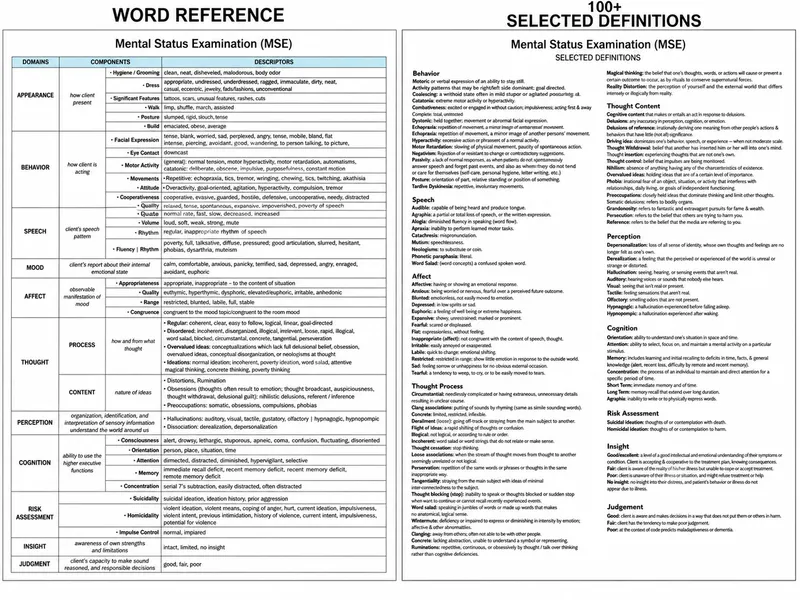 Mental Status Exam (MSE) Components