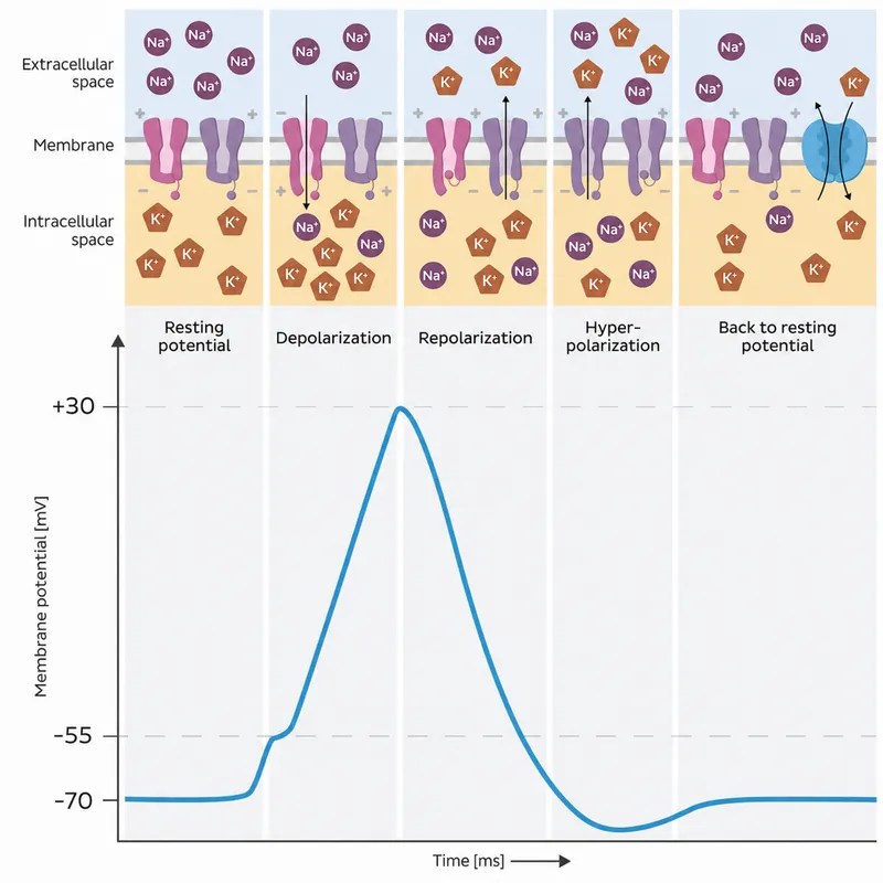 Action potential curve with ionic basis