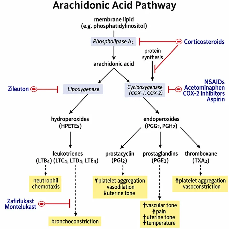 Arachidonic Acid Pathway & Pharmacologic Inhibition