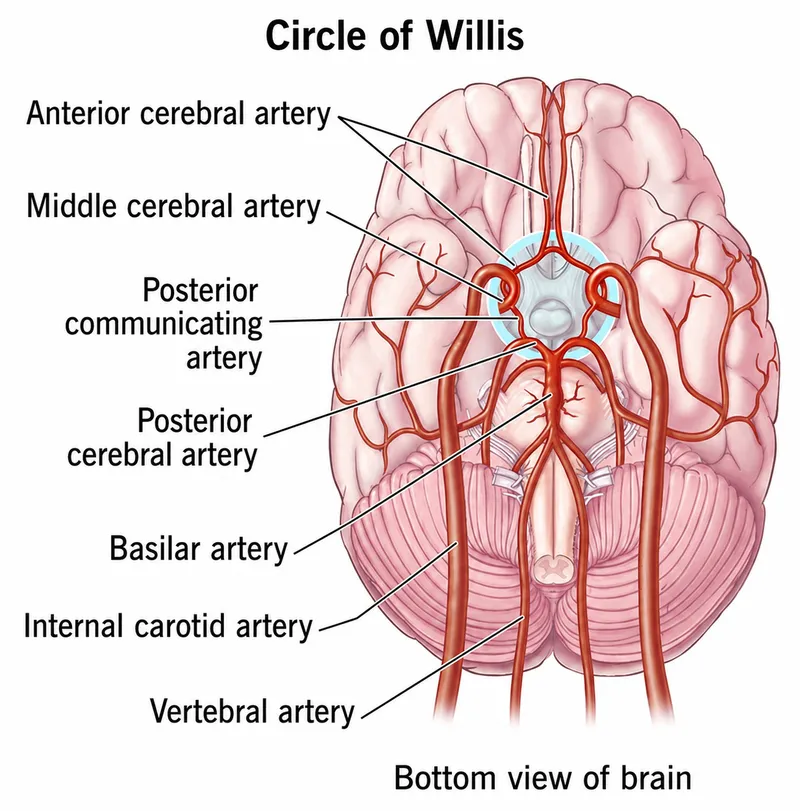Circle of Willis: Arterial Anatomy (Bottom View)