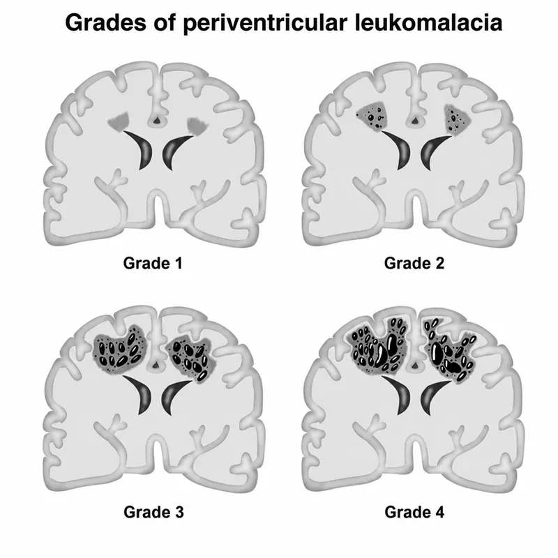 Grades of periventricular leukomalacia diagram