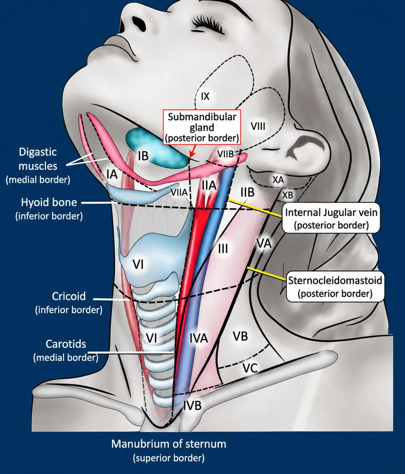 Anatomical levels of neck lymph nodes