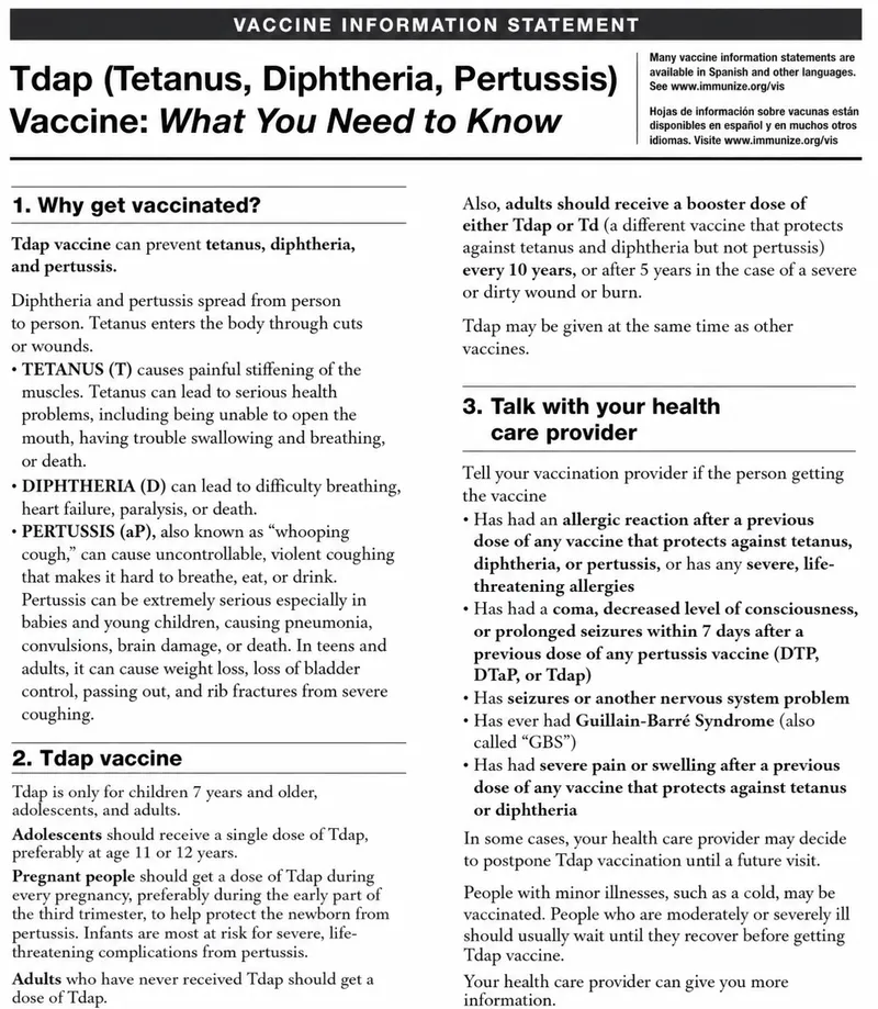 Tdap Vaccine Information Statement
