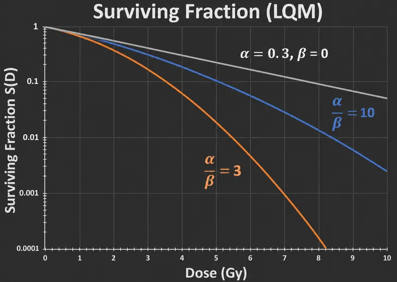 LQ Model Cell Survival Curve with Alpha/Beta Ratios