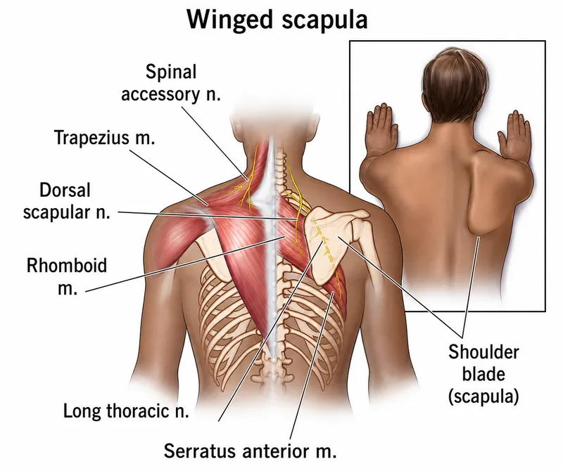 Winged Scapula: Anatomy and Physical Exam Finding
