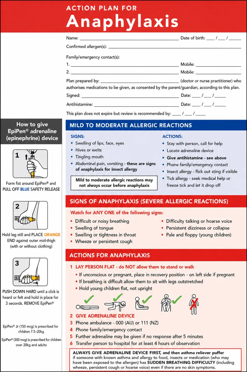 Anaphylaxis Action Plan and EpiPen Use
