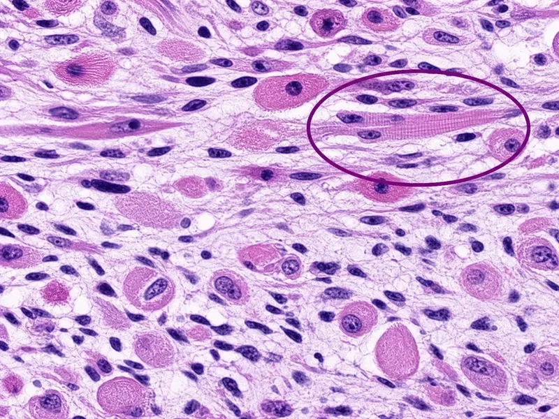 Embryonal Rhabdomyosarcoma Histopathology with Strap Cells