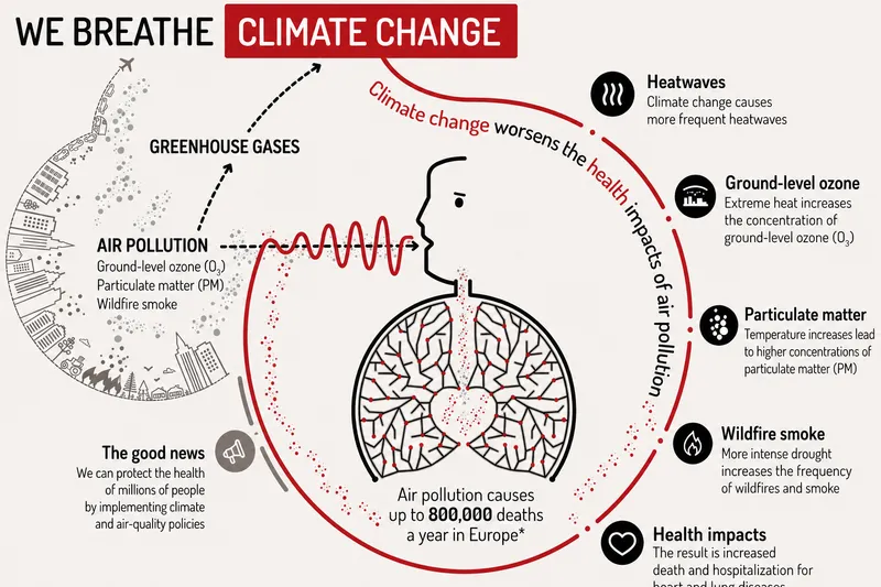 Air pollution, climate change, and health impacts