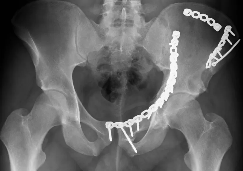 Pelvic fracture with ORIF plate and screws