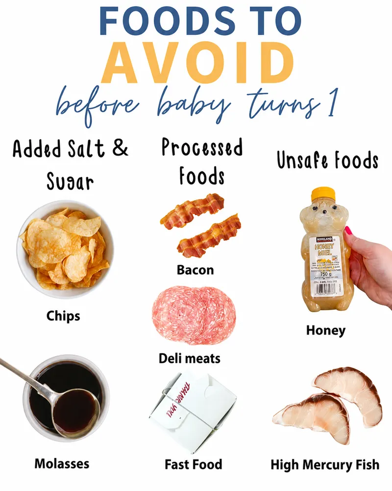 Foods to avoid for infants under 1 year