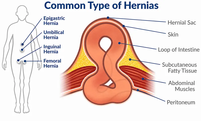 Common Hernia Types and Umbilical Hernia Anatomy