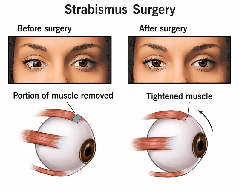 Post-operative strabismus surgery results showing successful alignment