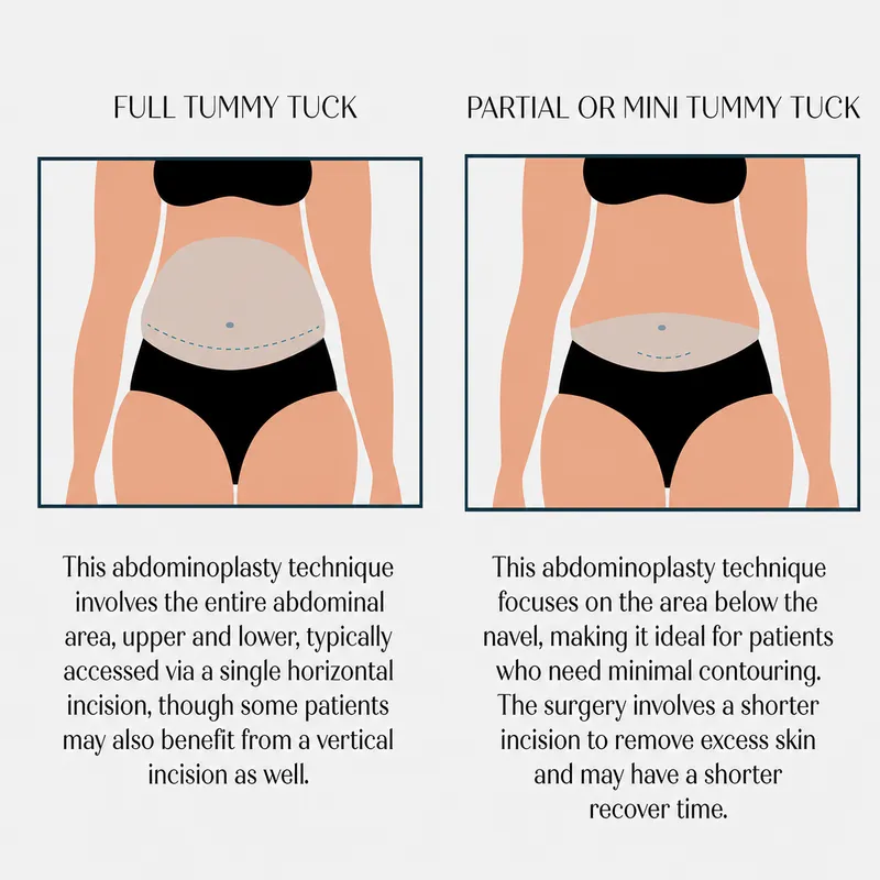 Full vs. Mini Tummy Tuck Incision Sites